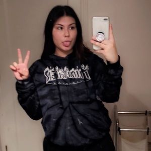 blue tie dye thrasher hoodie size large new